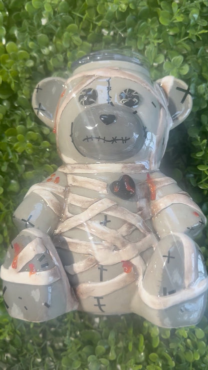 Voodoo Bear Tumbler 20oz | Horror Teddy Bear Cup | Spooky Gothic Drinkware | Creepy Bloody Bear Tumbler | Halloween Gift