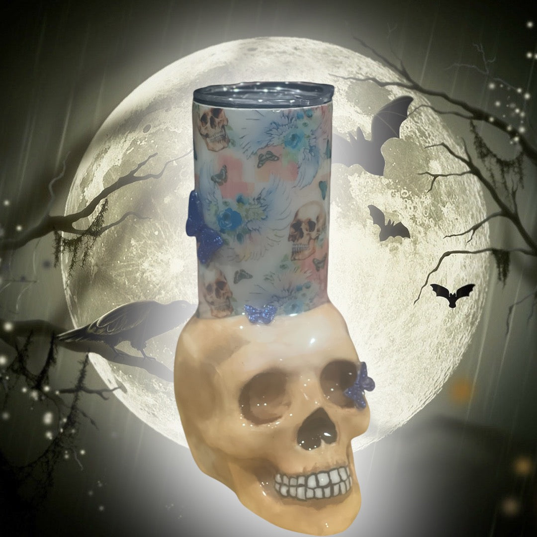 Spooky Skull Tumbler 20oz - Handcrafted Drinkware Tumbler