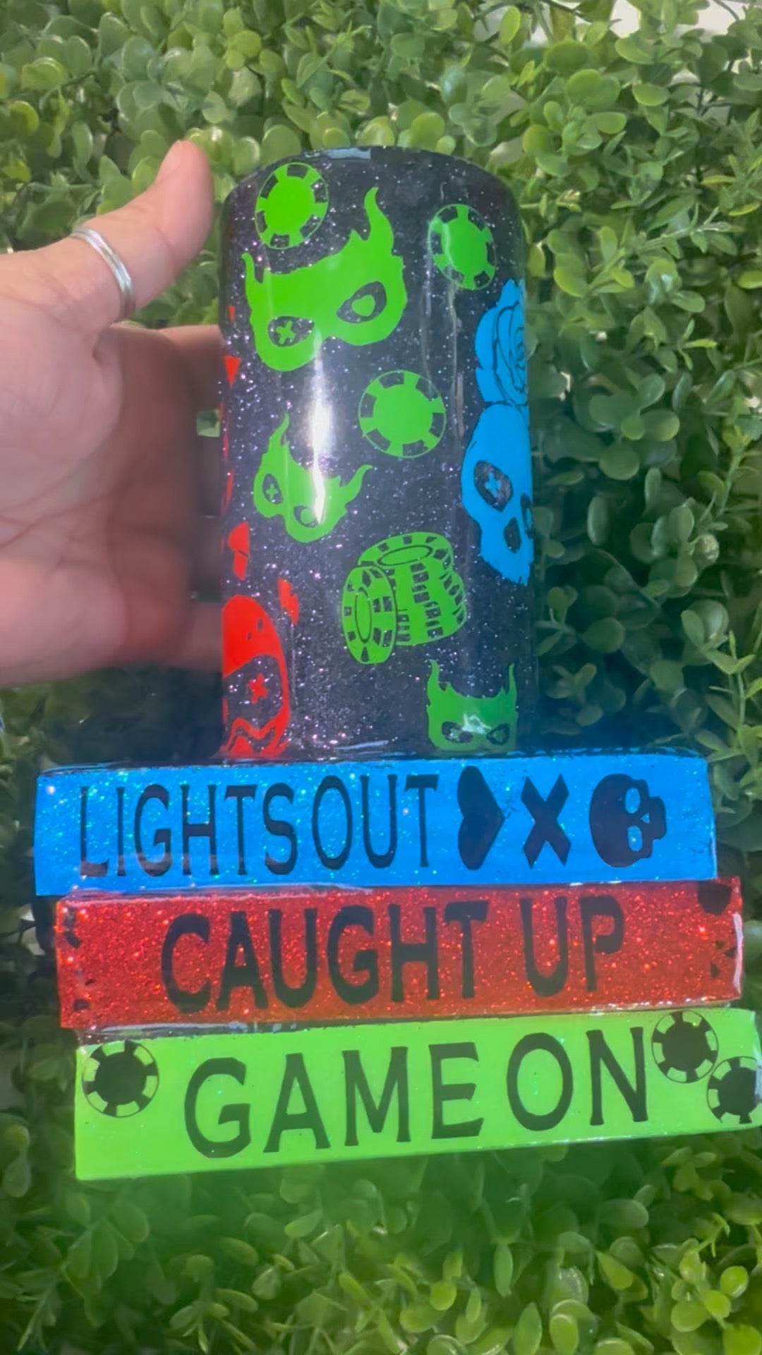 Lights Out Inspired Tumbler | Dark Romance BookTok Cup | Glitter Stacked Books 20oz