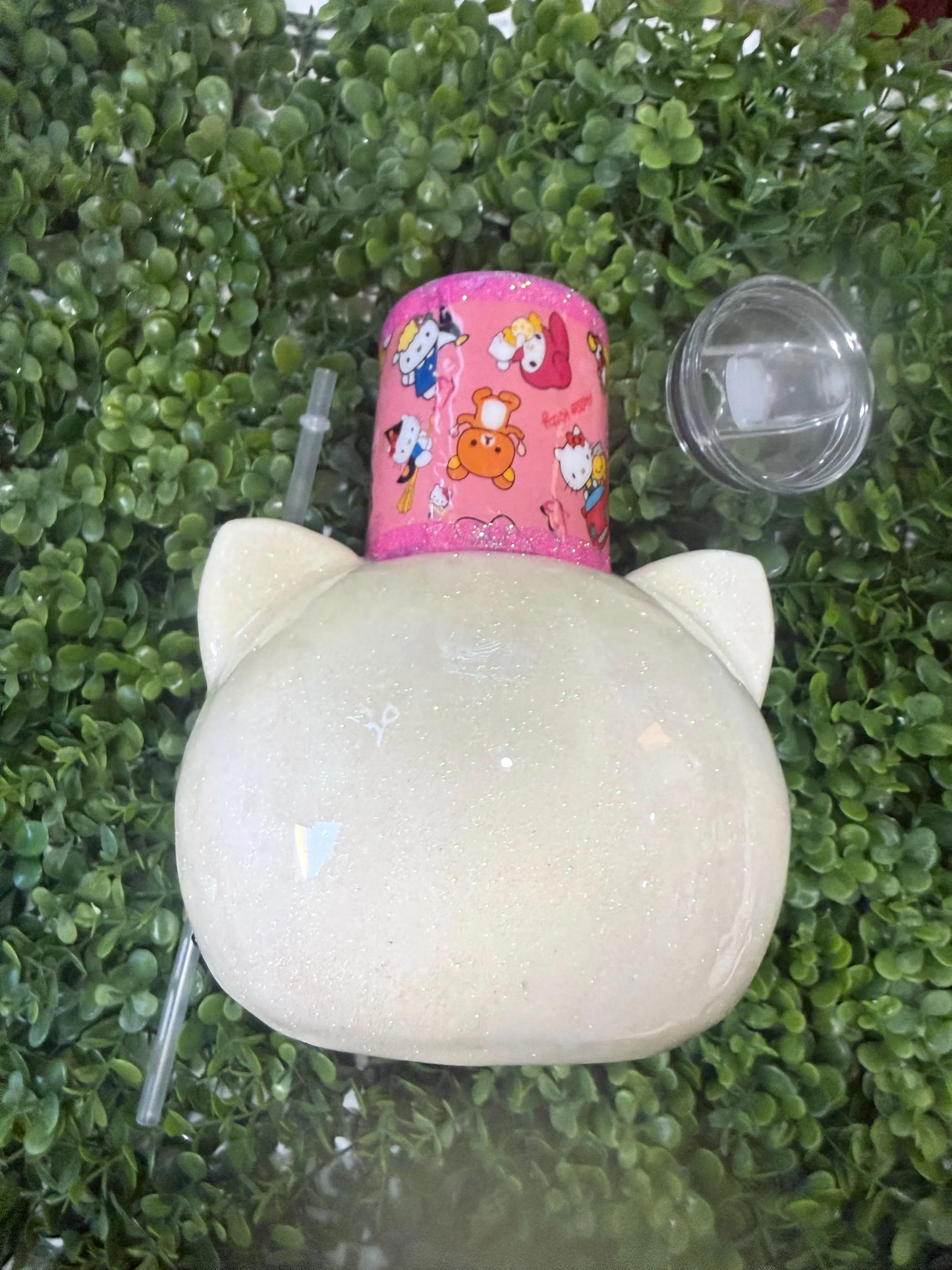 Hello Kitty Tumbler | Kawaii Glitter Cup | Cute Pink Drinkware | Sanrio Inspired Tumbler | 20oz Straw Cup | Kawaii Gift for Her